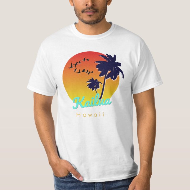 Camiseta Playa que practica surf de Kailua Hawaii (Anverso)