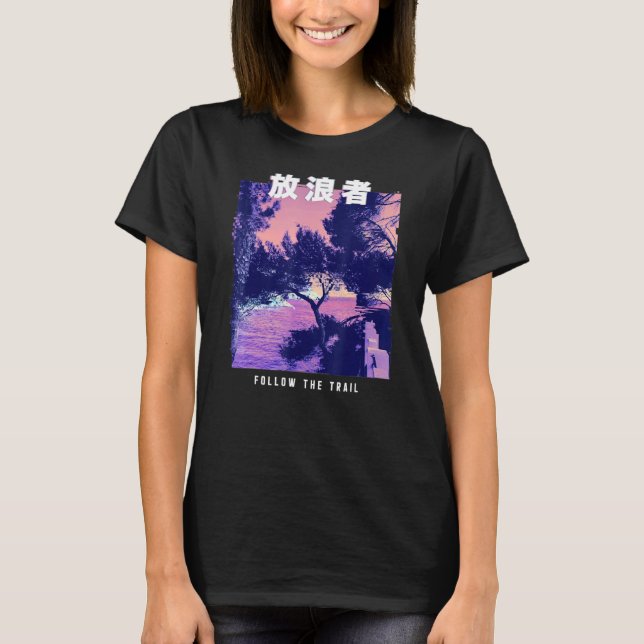 Camiseta Playa Retro de Vaporwave Estética Glitch 80 (Anverso)