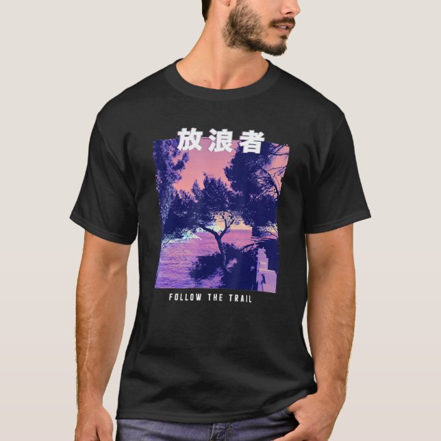 Camiseta Playa Retro de Vaporwave Estética Glitch 80 (Anverso)