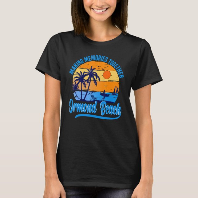 Camiseta Playa Retro Ormond Florida Palm Tree Beach Summer (Anverso)