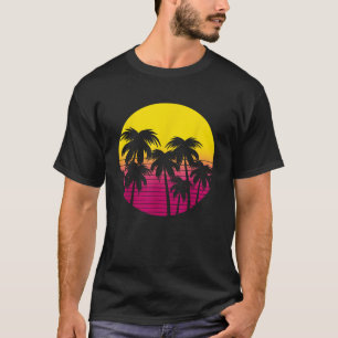 Camiseta Playa Retro Palm Trees Sunset vacaciones de verano