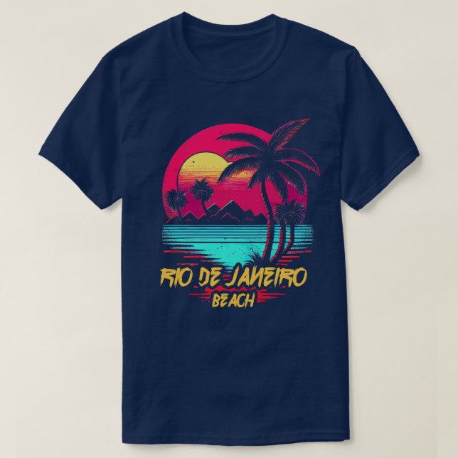 Camiseta Playa Retrowave de Río de Janeiro (Diseño del anverso)