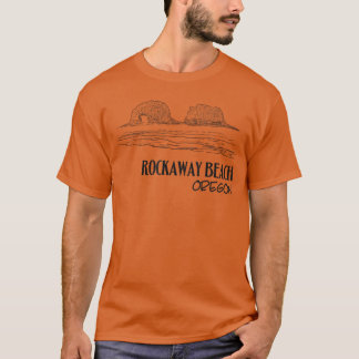 Camiseta Playa Rockaway Oregon Ilustración de Arte Recuerdo