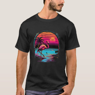 Camiseta Playa rosa Flamingo Verano Vibes Palm Tree Tropica
