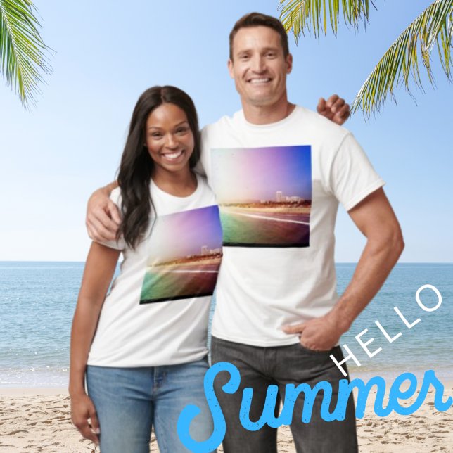 Camiseta Playa Santa Mónica - Edición de foto verde púrpura (Subido por el creador)