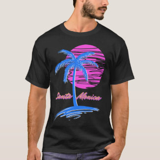 Camiseta Playa Santa Monica Outrun 80 Vaporwave estético
