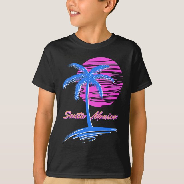 Camiseta Playa Santa Monica Outrun 80 Vaporwave estético (Anverso)
