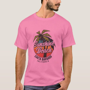 Camiseta Playa Soleada Diseño de Surf Vintage Santa Bárbara