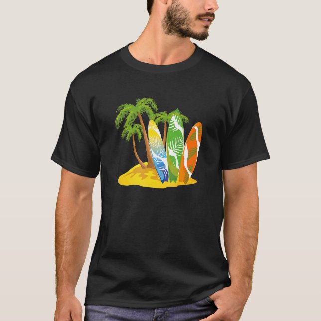 Camiseta Playa Surfboard Verano Palmeras Surfer Water Spo (Anverso)