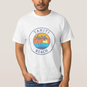 Camiseta Playa Tahiti, Bahamas Estilo Clásico Desvanecido