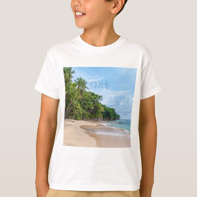 Camiseta Playa Tahiti Sand Blue Sky Palm Trees (Anverso)