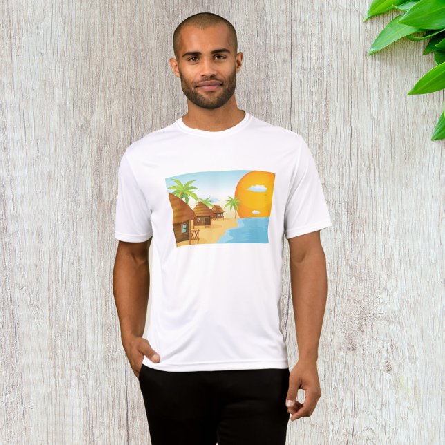 Camiseta Playa tropical con sombrillas de paja (Subido por el creador)