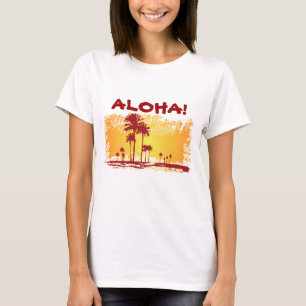 Camiseta Playa Tropical De ALOHA Con Palmeras