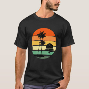 Camiseta Playa Tropical De Estilo Retro De Palmeras