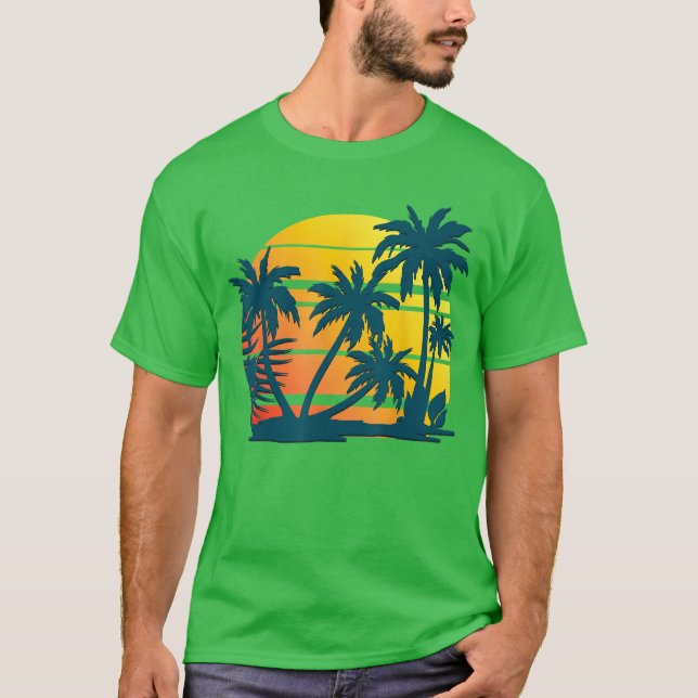 Camiseta Playa tropical de veraneo de palmeras de coco (Anverso)