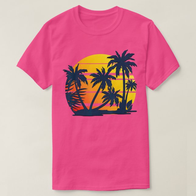 Camiseta Playa tropical de veraneo de palmeras de coco (Diseño del anverso)