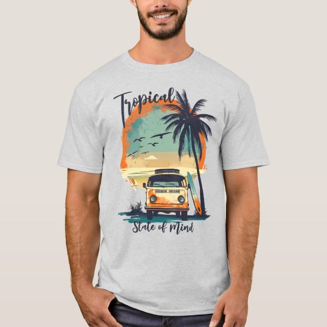 Camiseta Playa Tropical del Estado de la Mind Retro (Anverso)