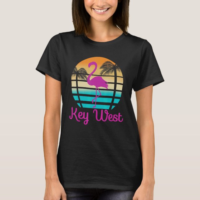 Camiseta Playa Tropical Key West Florida Flamingo (Anverso)
