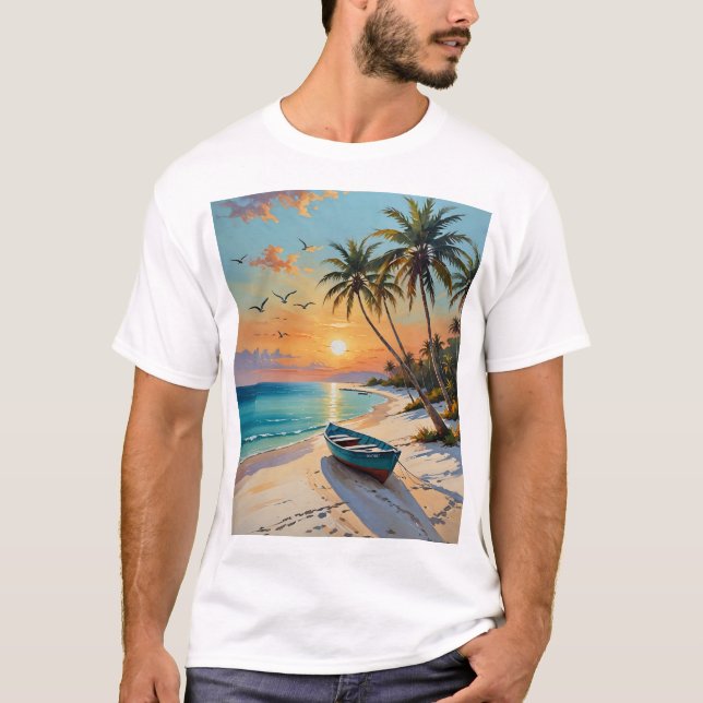 Camiseta Playa Tropical Palm Tree Paradise Art Tee (Anverso)