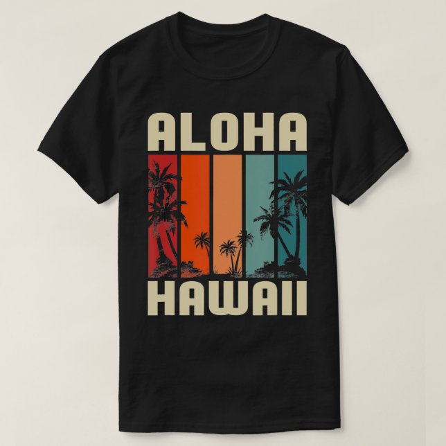 Camiseta Playa Tropical Palm Trees De Verano De Hawái Aloha (Diseño del anverso)