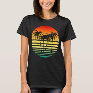 Camiseta Playa tropical retro de palmeras