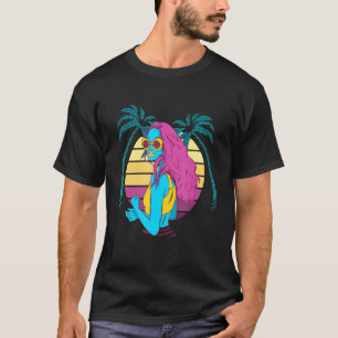 Camiseta Playa Tropical Retro De Palmeras Caminando Al Sol