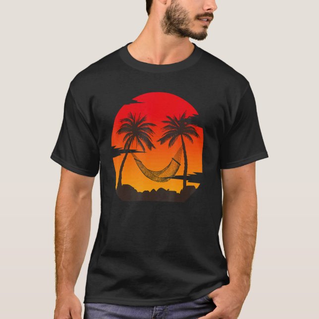 Camiseta Playa tropical retro vintage Coco Palm Tree (Anverso)