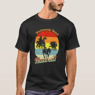 Camiseta Playa Waimanalo Hawái Palmas Tropicales Retro V