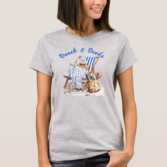 Camiseta Playa Y Libros Conchas De Mar Mujer (Anverso)