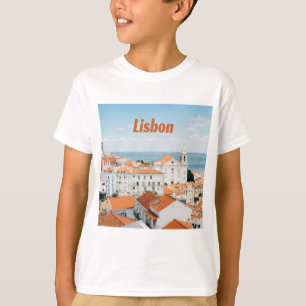 Camiseta Playas atlánticas de Lisboa Portugal Techos Rojos