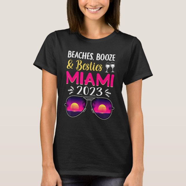 Camiseta Playas Booze Besties Miami 2023 Vacation Chicas Tr (Anverso)