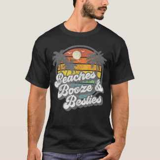 Camiseta Playas Booze y Besties divertidos Wo Retro 70