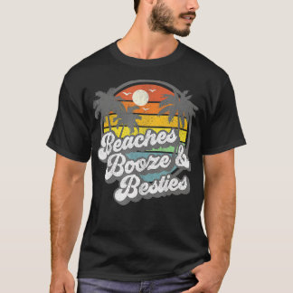 Camiseta Playas Booze y Besties divertidos Wo Retro 70