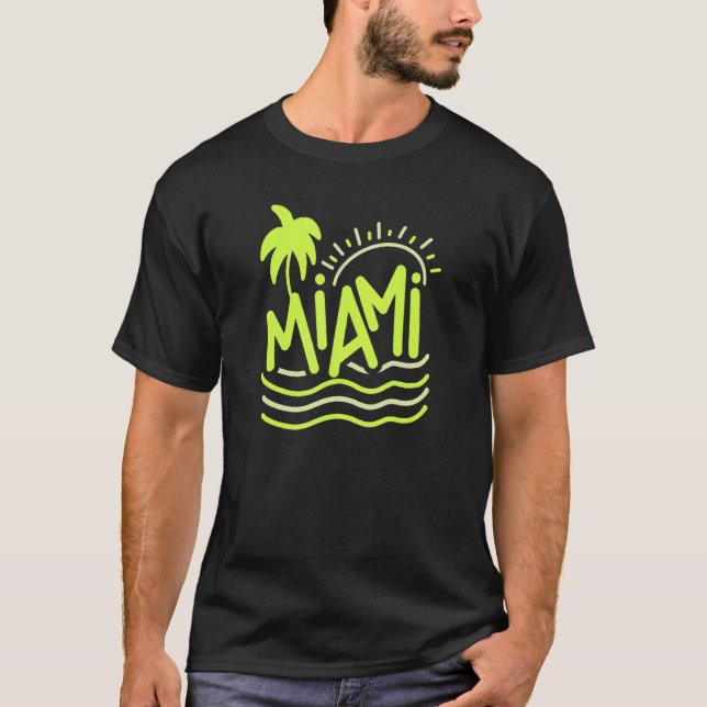 Camiseta Playas De Arena Y Palmeras De Miami (Anverso)