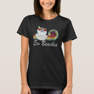 Camiseta Playas Ew Cool Afligido Gato Retro Verano Vinta