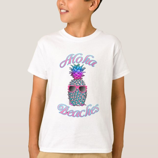 Camiseta Playas Tropicales de Aloha de Piña Hawái (Anverso)
