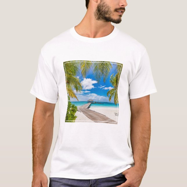 Camiseta Playas tropicales | Muelle de madera de la isla de (Anverso)