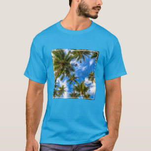Camiseta Playas tropicales   Palmeras en cielo azul