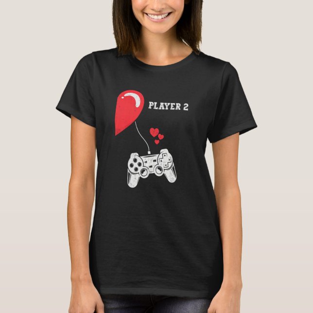Camiseta Player 2 Valentines Day Gaming Matching Couple Gam (Anverso)