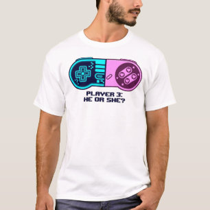 Camiseta Player 3 He or She Gender Reveal Gamer Controller