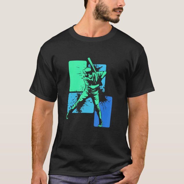 Camiseta Player Baseball Batter Green Blue Catcher Pitcher (Anverso)