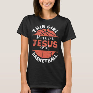 Camiseta Player Christian This Girl Runs On Jesus And Baske