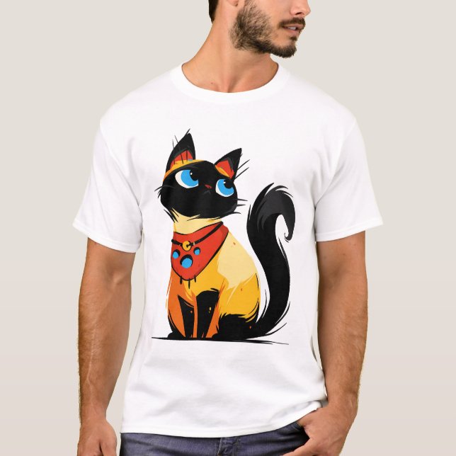 Camiseta Playful black cat with bandana (Anverso)