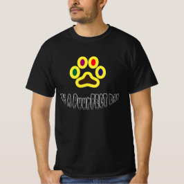 Camiseta Playful “It’s a Puurfect Day” colorful cat paws