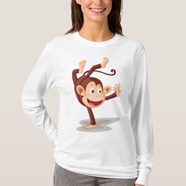 Camiseta Playful Monkey Doing a Handstand Cute Animal (Anverso)