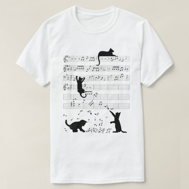 Camiseta Playful Music Cats Funny Musical Notes Pet Lover (Diseño del anverso)
