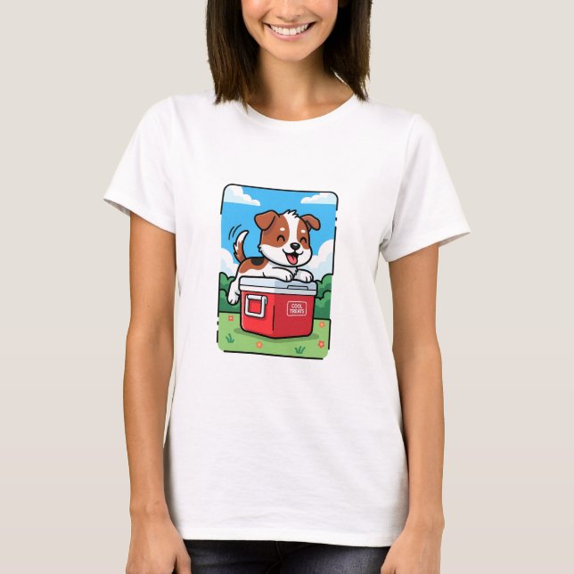 Camiseta Playful Puppy on Red Cooler (Anverso)