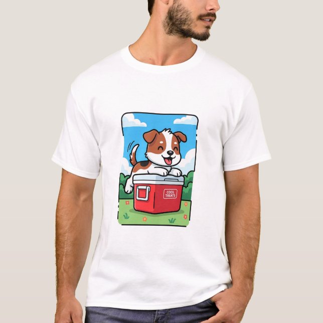 Camiseta Playful Puppy on Red Cooler (Anverso)