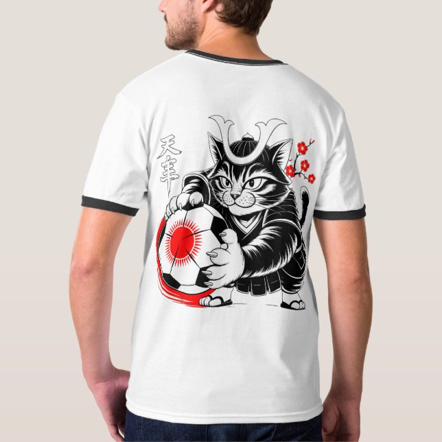 Camiseta Playful Samurai Cat Soccer Kawaii & Soccer Fans! (Reverso)