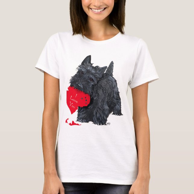 Camiseta Playful Scottish Terrier Valentine (Anverso)